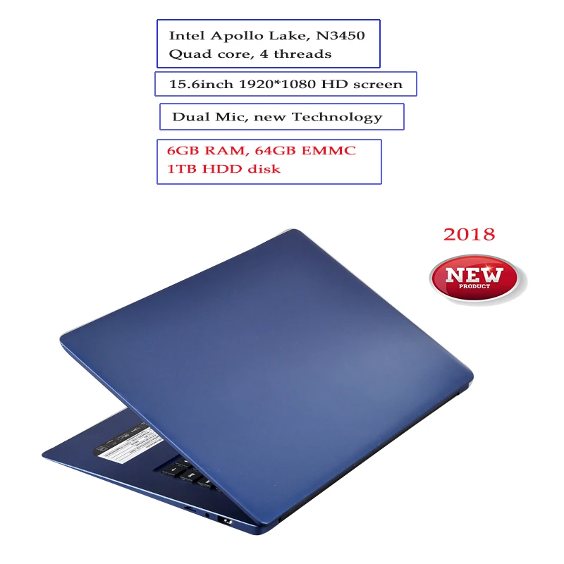 15 6-дюймовый ноутбук с четырёхъядерным процессором Inte * l N3450 ОЗУ 6 ГБ ПЗУ 64 EMMC 1 ТБ HDD