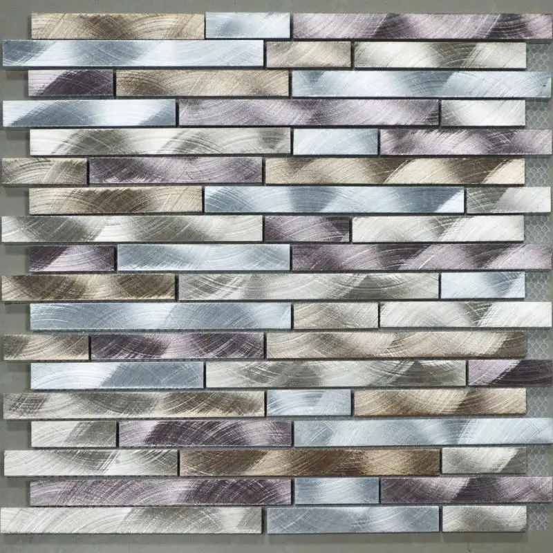 

aluminum alloy metal strip mosaic tiles HMM1001A for backsplash kitchen wall sticker bathroom floor tile free shipping