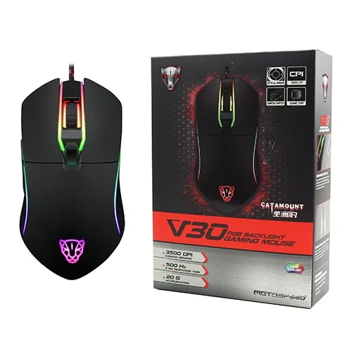 Черный Motospeed V30 RGB Программирование 3500 точек/дюйм игровая геймерская мышь USB компьютерная Wried оптическая мышь с подсветкой дыхательная светодиодная для ПК игры - Цвет: Черный