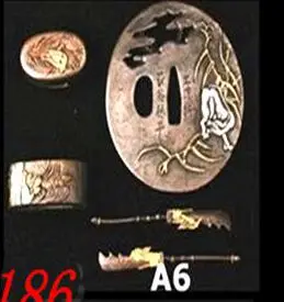A 6 Горячая 27 стиль латунная защита TSUBA для японского самурайский меч катана аксессуар W/CRANE тема-TSUBA+ FUCHI+ KASHIRA+ MENUKI - Цвет: A 6