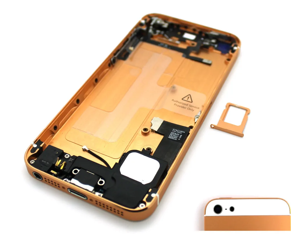 Для iPhone 5 золотых / белый стекло сплав металлов задняя крышка корпуса в сборе