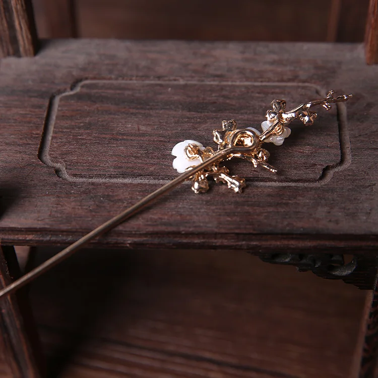 Китайский Hanfu булочка классическая чисто медная заколка для волос жемчугом в