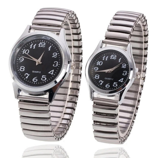 Man Women Couple Wrist Watches Stainless Steel  Band Alloy Lovers Business Quartz Movement  Wristwatch Elastic Strap Band Watch 1