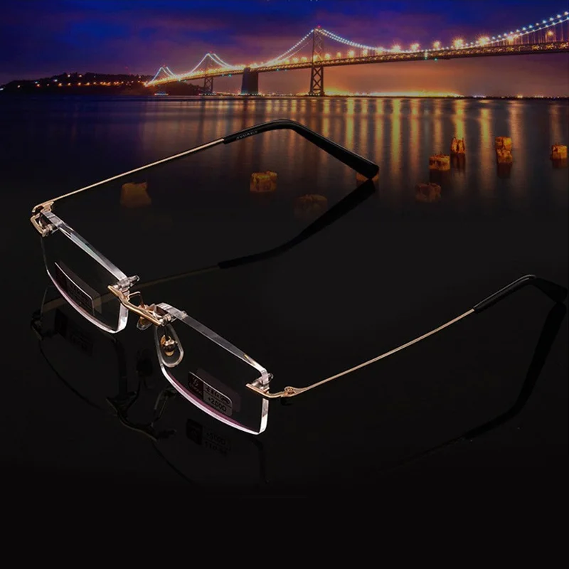 

High quality reading glasses classic Diamond-grade sliced metal frameless reading glasses unisex reading glasses diopter 1.0-4.0