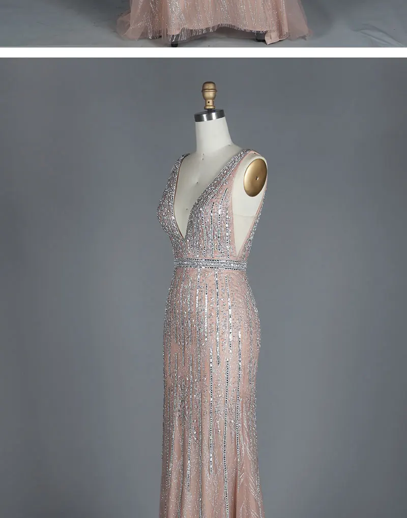 Vestido De Festa2019 новое вечернее платье, милое Розовое Кружевное длинное вечернее платье с v-образным вырезом, вечерние платья невесты, сексуальные платья с открытой спиной и жемчугом для танцев