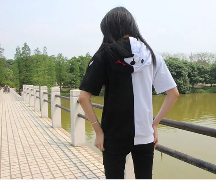 Аниме ganganronpa monokuma косплей костюм, унисекс свитер с капюшоном черный, белый цвет детский комплект одежды с длинными рукавами и медведем на каждый день Повседневный пиджак, куртка