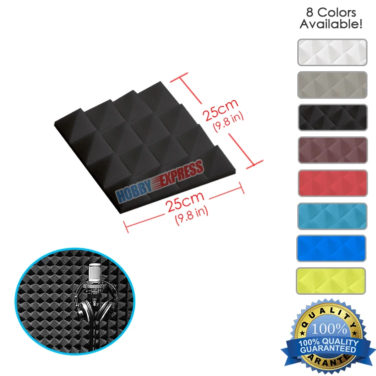 

New Pyramid Tile Acoustic Foam Studio Panels Soundproofing Treatment 8 Colors 25 x 25 x 5 cm (9.8 x 9.8 x 1.9 in) KK1034