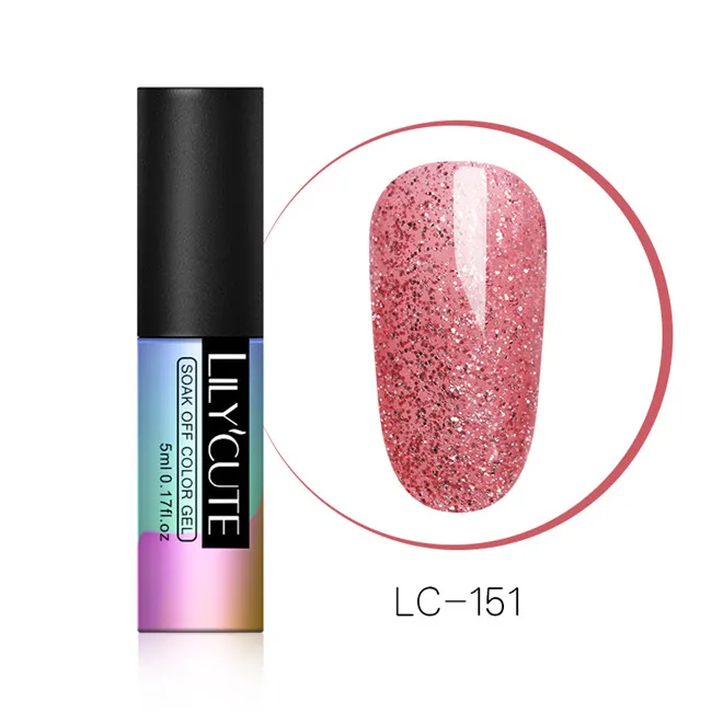 LC-151 LILYCUTE 5 мл Блестящий УФ Гель-лак с блестками Блестящий голографический мерцающий отмачивающийся Гель-лак для дизайна ногтей маникюрный лак - Цвет: LC-151