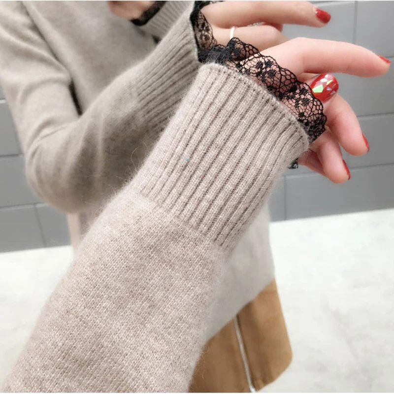 

Spring New Wool Sweater 2020 Fashion Bow Women Pullovers Tops Autumn Long Sleeve Loose Lace Knitted Sweater Female Jumper W1018
