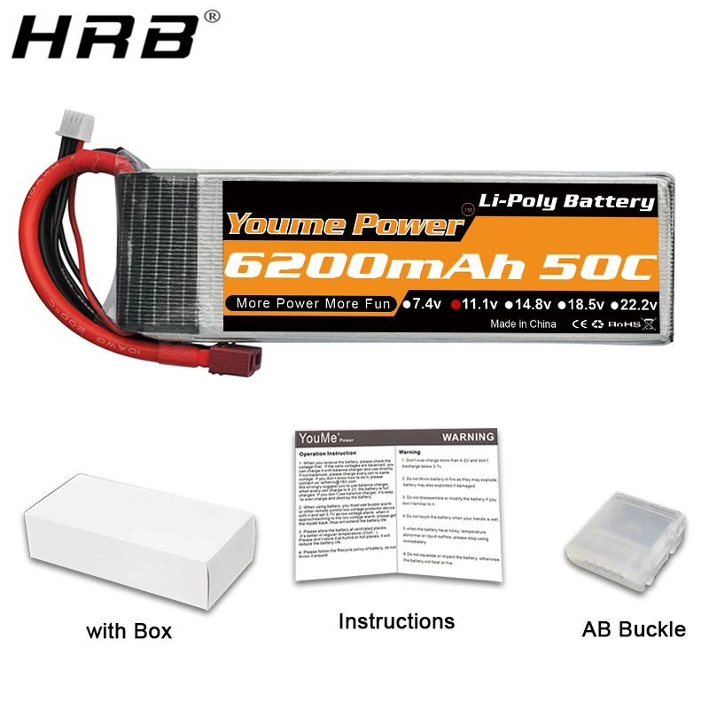 Youme 5200mah Lipo аккумулятор 3300mah 6200mah 6500mah 3S 11,1 V 2S 7,4 V 4S 14,8 V 5S 18,5 V 6S 22,2 V T Deans 50C RC самолет запчасти для автомобилей