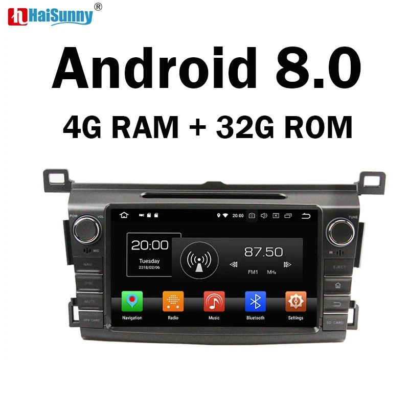 Haisunny 4G Оперативная память Android 8 0 автомобильный DVD для Toyota RAV4 2013 2014 32G радио GPS