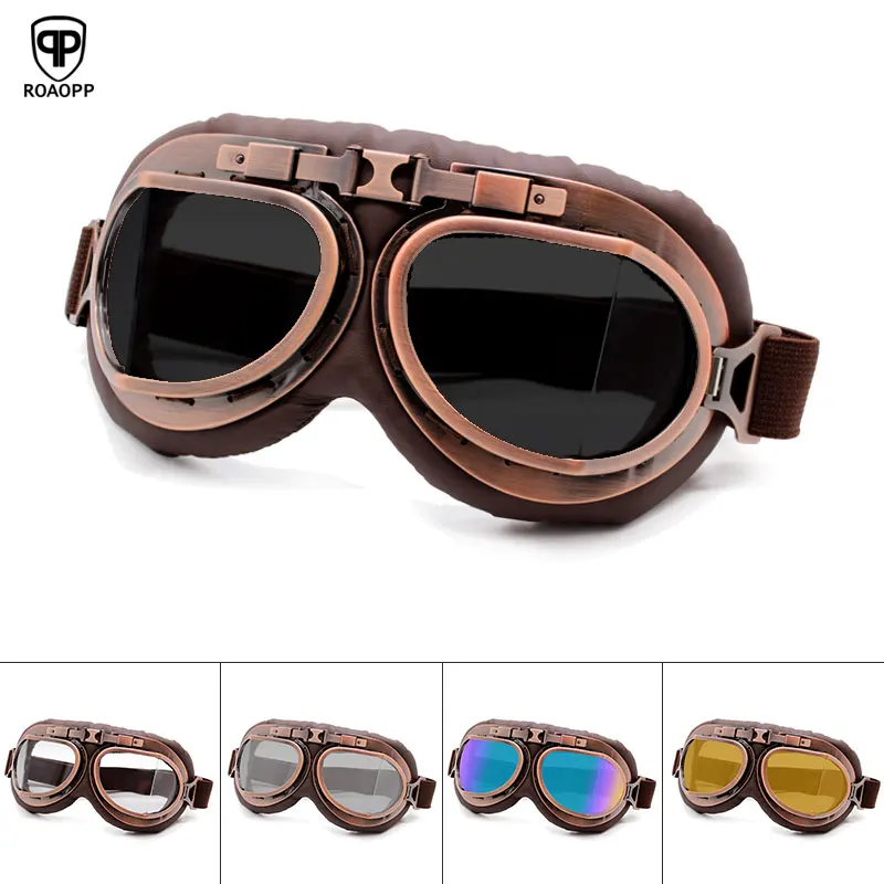 Roaopp-gafas Retro para motocicleta, lentes clásicas para Harley, piloto, Steampunk, ATV, casco de cobre