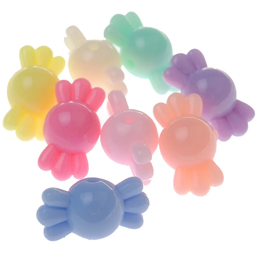 

Newest 10mm 3D Pastel Colors Acrylic Jewelry Beads 800pcs/Lot Big Hole Cute Sweet Candy Shape Plastic Bracelet Necklace Beads