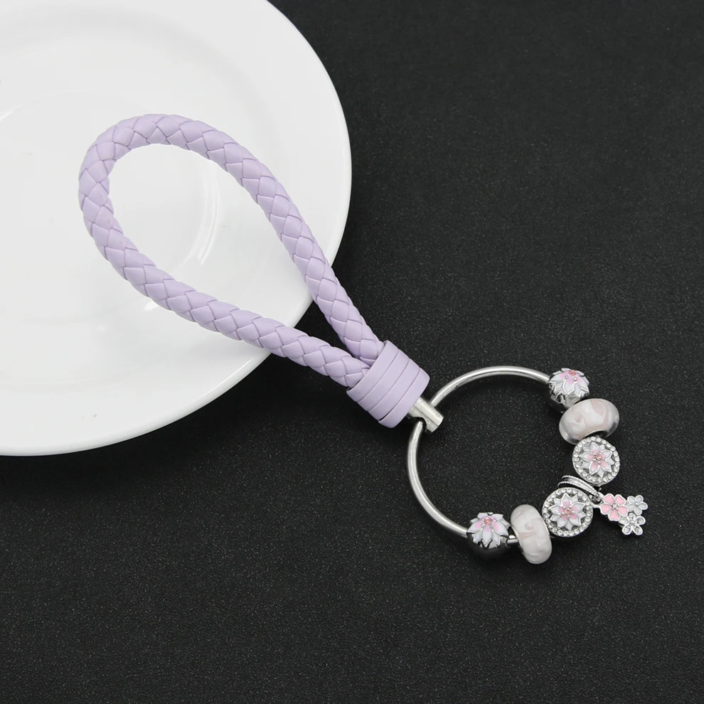 KEORMA 2017 новый шарм модный кожаный брелок для ключей вишневый цветок автомобильный