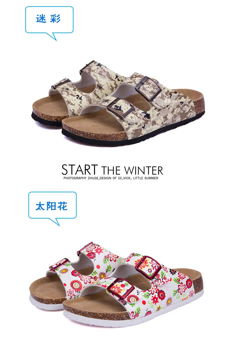 MVP BOY28 color New Summer Beach Valentine Cork Slippers Sandals Casual Double Buckle Clogs Slippers Women Flip Flops Shoe 35-44