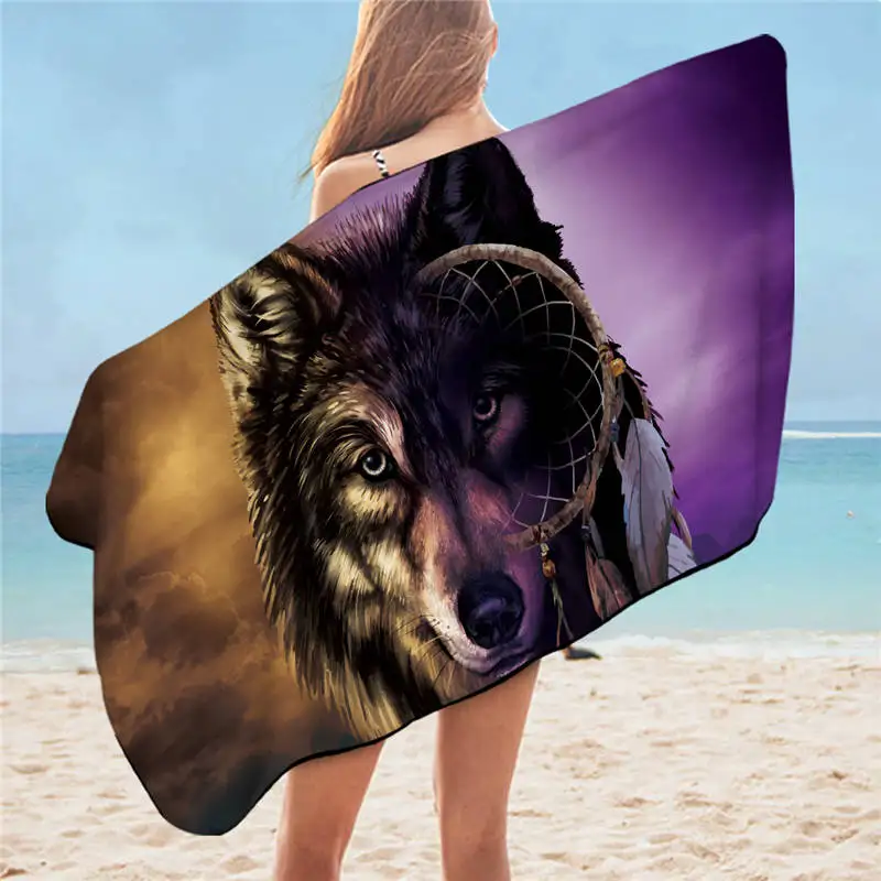 wolf Постельное белье Outlet волк Лев банное полотенце ванная комната микрофибра Ловец снов взрослых пляжное полотенце горы пейзаж коврик фиолетовый коричневый toalla - Цвет: wolf