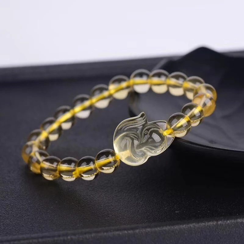 Натуральный Желтый Цитрин круглые бусины браслет 8 мм для женщин и мужчин