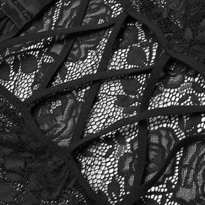 Avidlove Sexy Lingerie Set Babydoll Nightwear Women Sexy V-Neck Lace Floral See Through Lingerie Sleepwear With Garter Belt