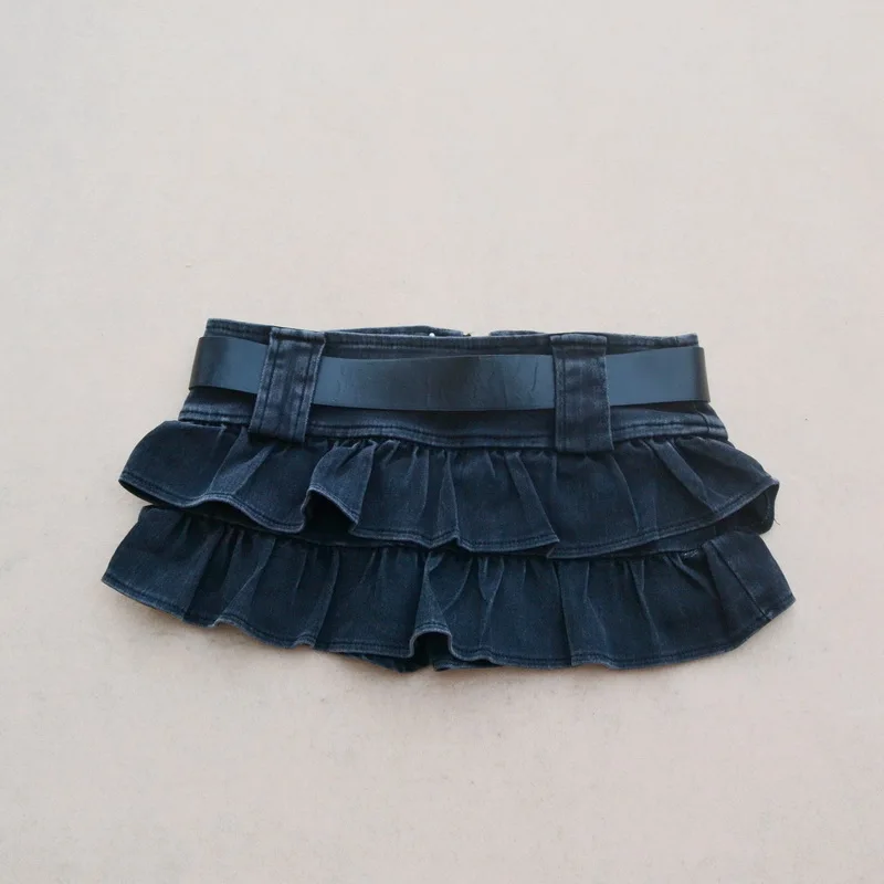 Горячая сексуальная ночной клуб DS юбка с оборками стрейч джинсовая мини-юбка Qi fart