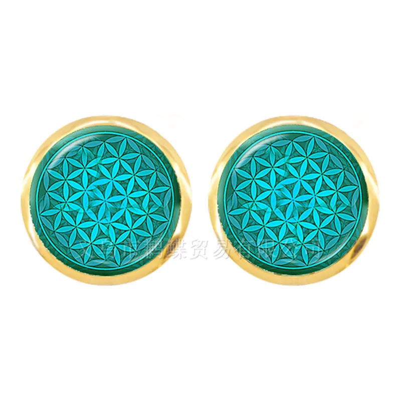 Charm Mandala Art Picture Earrings Henna Crystal Earring Yoga Om Symbol Zen Buddhism Glass For Women Girls Jewellery | Украшения и