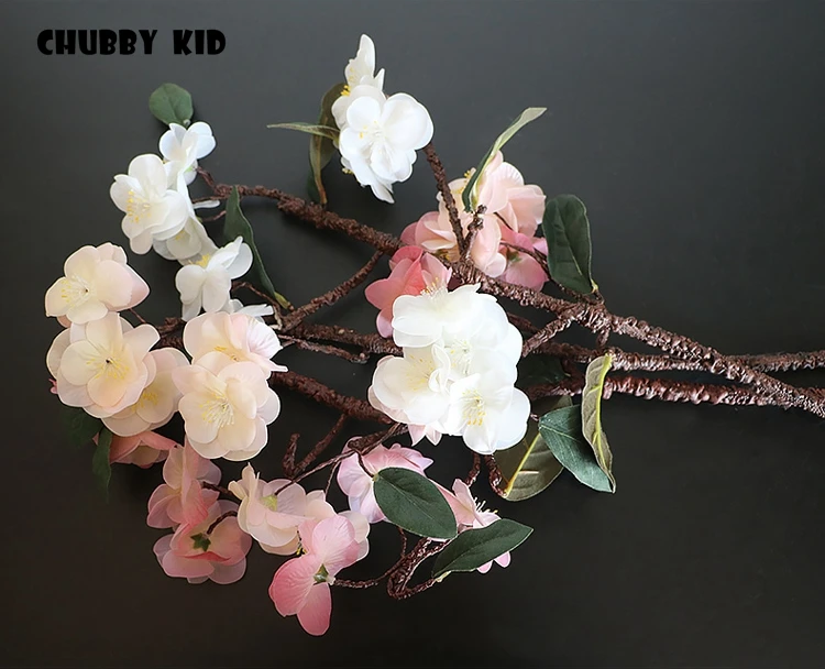 Real touch artificial silicone Cherry blossoms felt latex flowers Peach blossom wedding decorative wholesale 6pcs/lot on. Искусственные цветы из силикона и латекса с имитацией прикосновения к реальным цветам вишни и персика для свадебного украшения оптом 