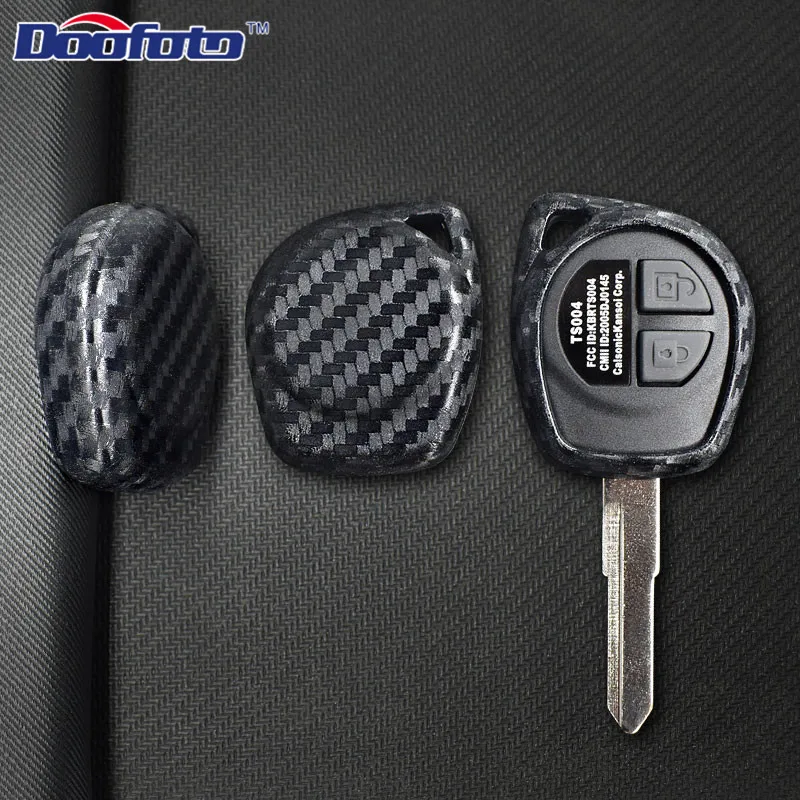 Doofoto Carbon Fiber Grain Car Key Covers Case For Suzuki SX4 Swift Liana Grand Vitara Ignis Jimny Styling Auto Accessories | Автомобили и