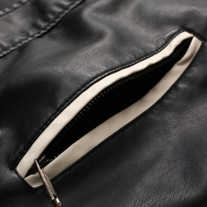 

AmberHeard Men Baseball Jacket Casual Embroidery Leather Pu Coats Male Luxury Fleece Pilot Leather Jackets Pu Faux Leather Coat