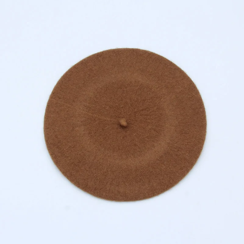 Camel Berets Женские береты, зимние шапки для женщин, новинка, милые однотонные вязаные шапки Skullies Beanies, кашемировые шапки для девушек, береты, шапка - Цвет: Camel Berets
