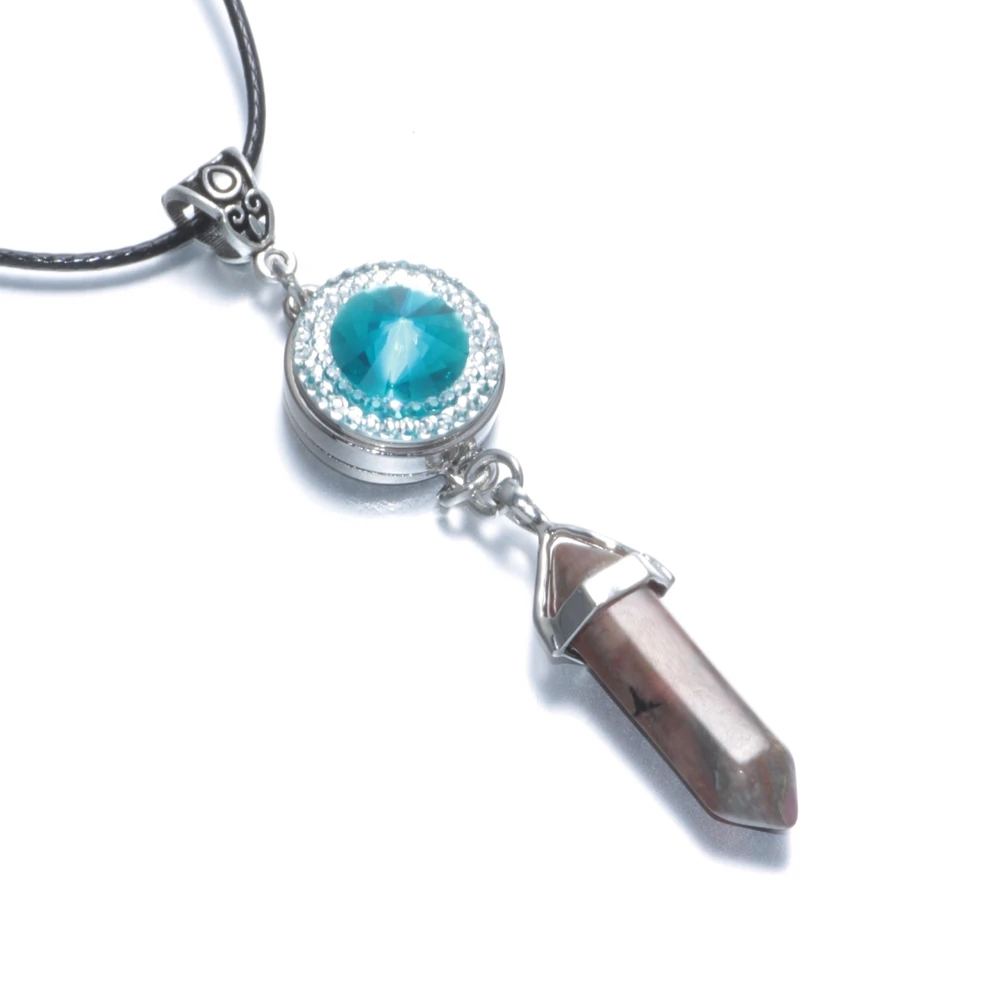 New Arrivals Fashion Charms Fit 18mm Snap Button Jewelry Natural Hexagon Stone Pendant Necklace DZ0117h| |