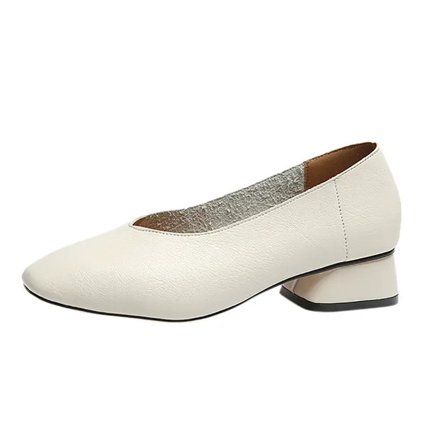 Beige B-SAGACE; коллекция года; женские туфли-лодочки; модные женские туфли на среднем каблуке с закрытым квадратным носком; Рабочая обувь - Цвет: Beige