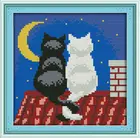 Черно-белые кошки, напечатанные на холсте DMC, подсчитанные китайские наборы для вышивки крестом, Набор для вышивки крестиком, вышивка