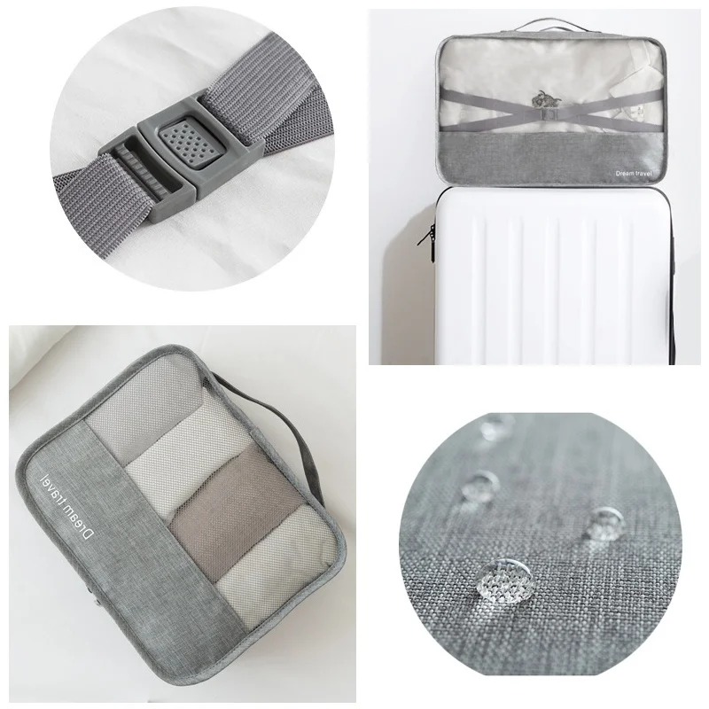 

7 Pcs Solid Color Convenient Clothes Storage Bags Packing Cube Traveling Home Clothing Organizer Set