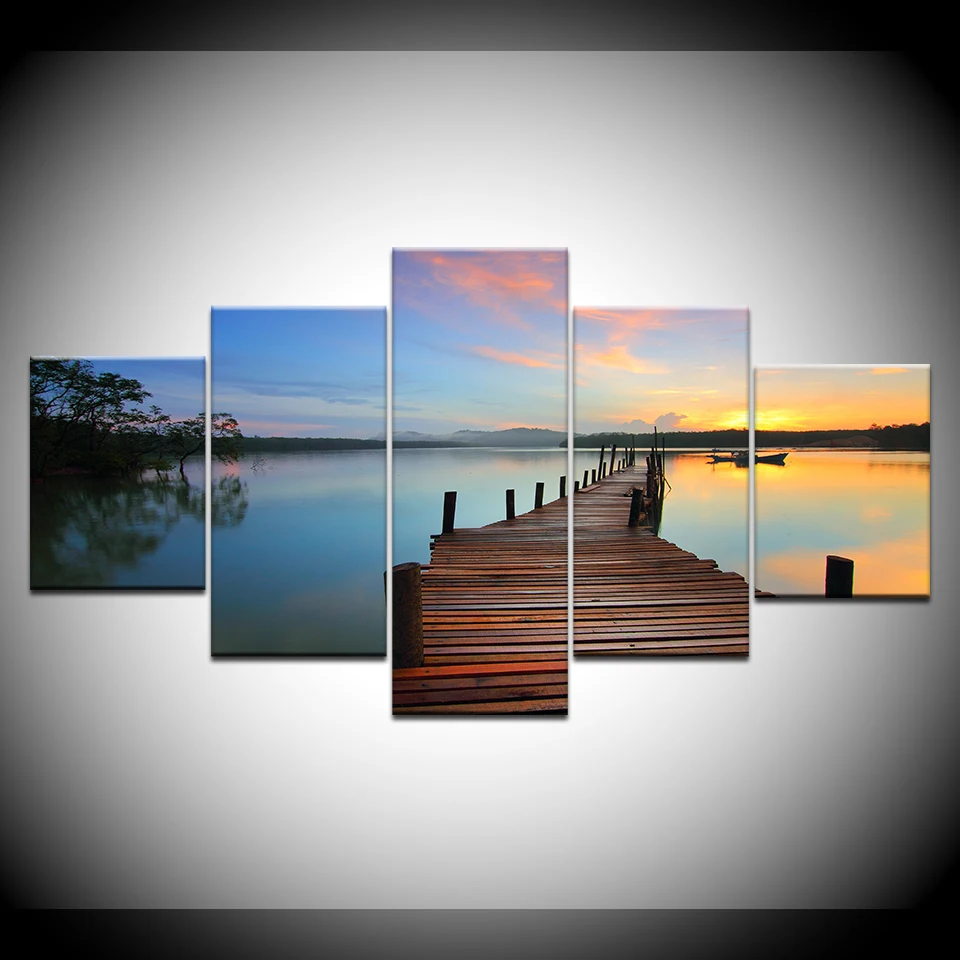 Модульный настенный постер с 5 панелями HD печатная рамка для гостиной деревянный