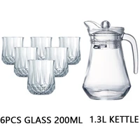 tea pot glass 7pcs set juice water kettle japanse theepot glass teapot 1 1l 1 3 l jug 200ml 250ml cup home party wedding used