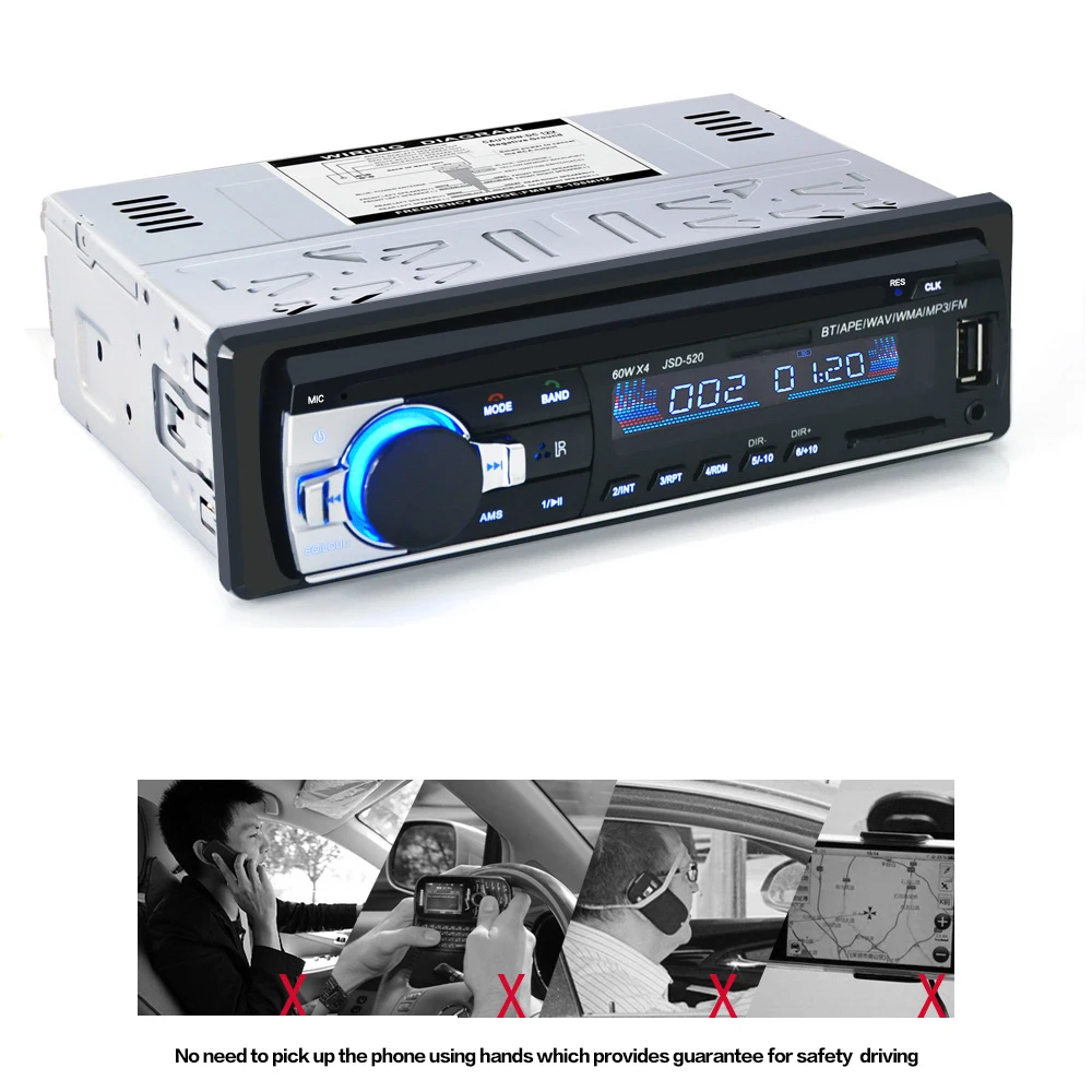 HEVXM JSD 520 Bluetooth Авторадио Стерео радио FM Aux вход приемник SD USB 12V In dash 1 Din