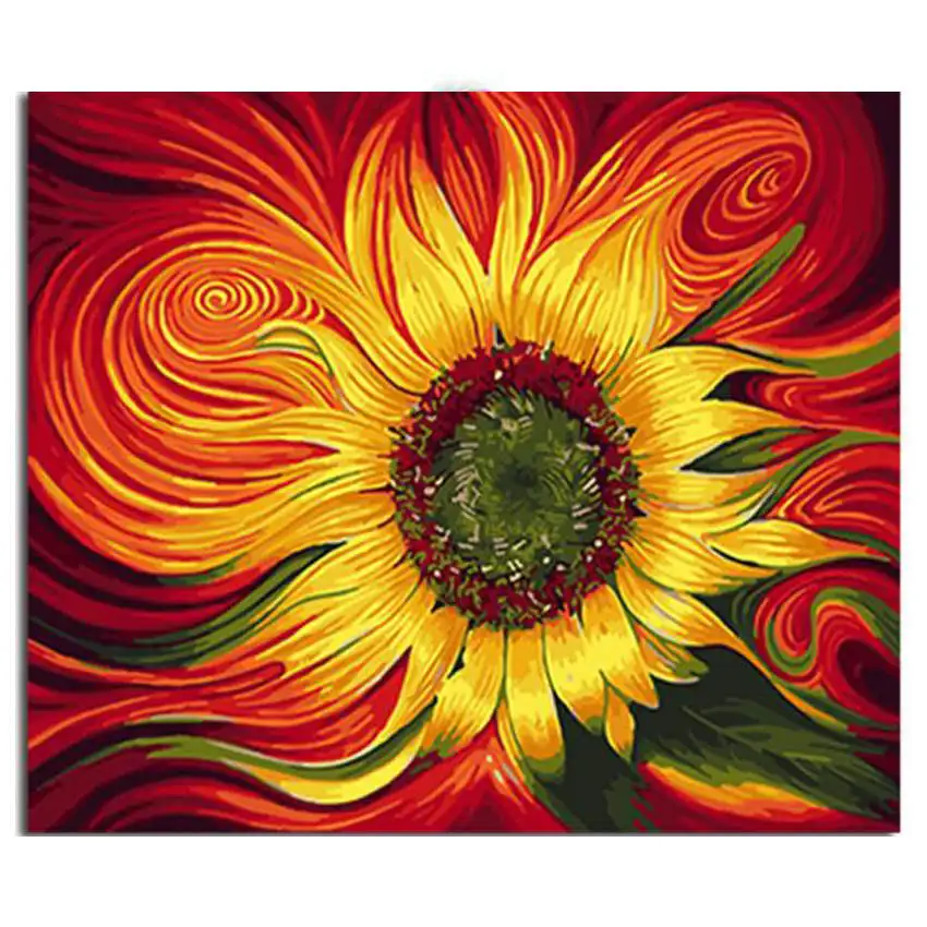 flower Painting 20 WEEN Snow Tiger DIY масляная краска по номерам настенное изображение на холсте раскраска краска по номерам кисть для рисования животных ручная краска ed Craft - Цвет: flower Painting 20