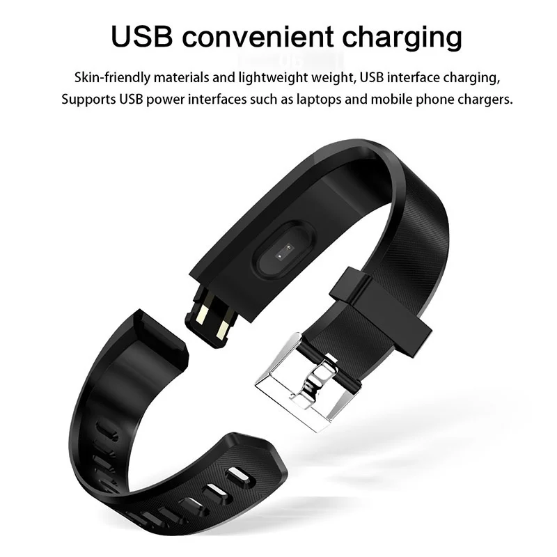 

115Plus Smart Bracelet Sport Bluetooth Wristband Heart Rate Monitor Watch Activity Fitness Tracker Smart Band