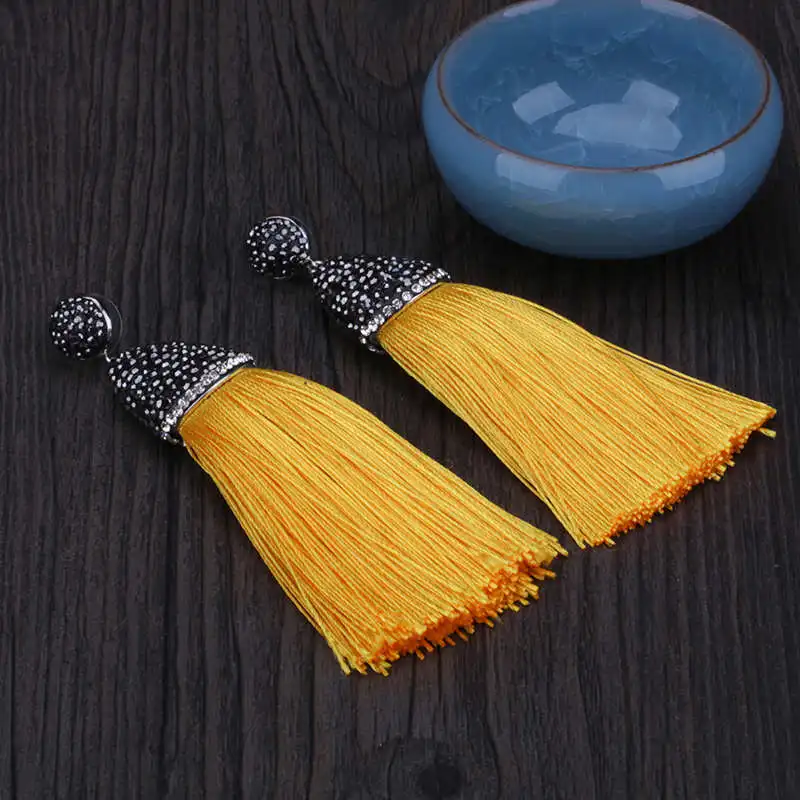 Женские длинные висячие серьги KEJIALAI черные цветные красные богемные ручной