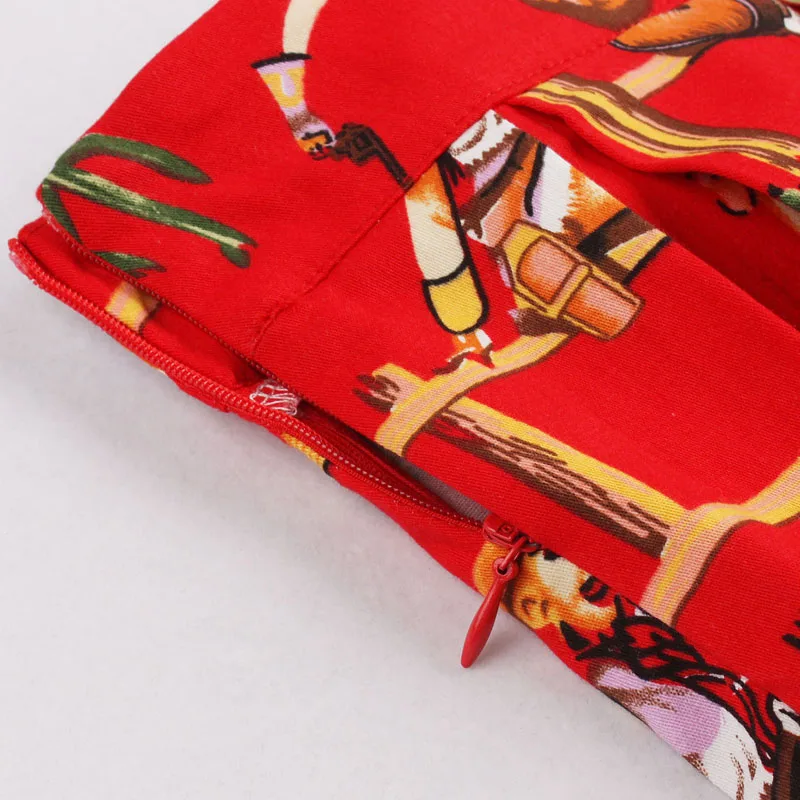 JLI MAY Ретро стиль высокая талия короткая юбка с принтом миди красная 50 s для