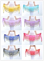 1pcs resell egypt belly dance stage wear 128 goldensilver coins hip wraps scarf waist belt 12 colors