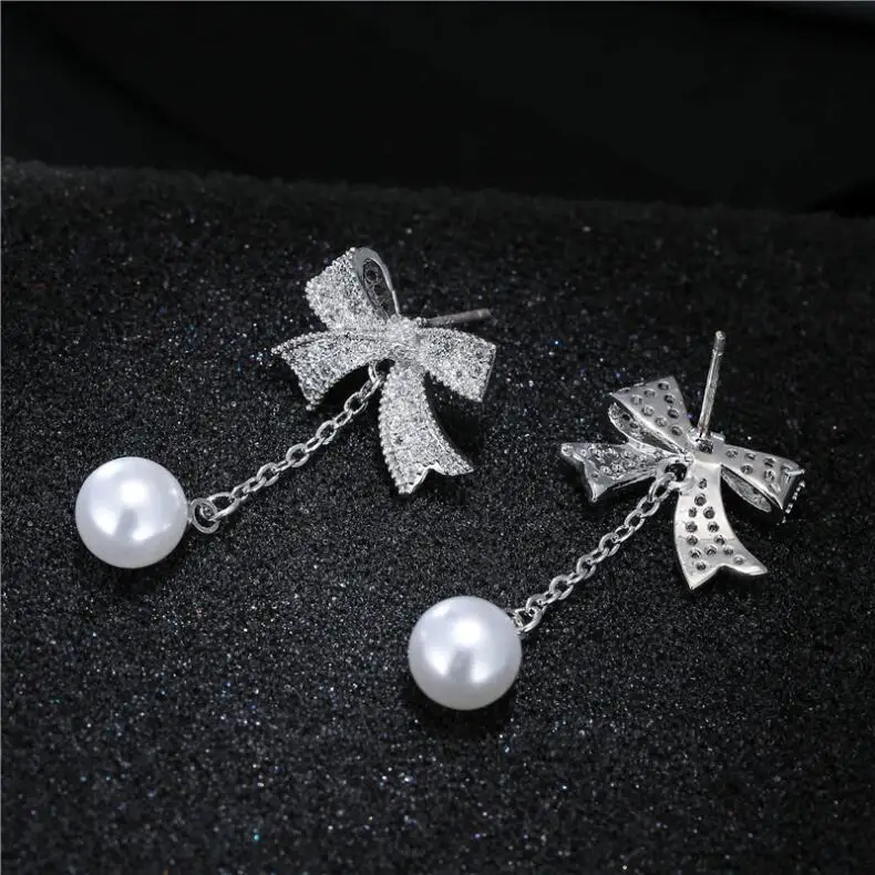 LZX новые серьги в форме банта с искусственным жемчугом для женщин и девочек белый