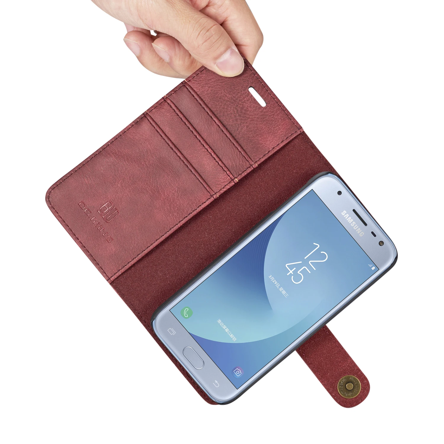 DG. MING Роскошный кожаный чехол Fundas для samsung Galaxy J3 2017 съемный флип-кошелек телефона s