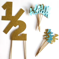 goldsilverblack glitter 12 birthday cake topper half birthday cupcake toppers 6 month party favors decorations food picks