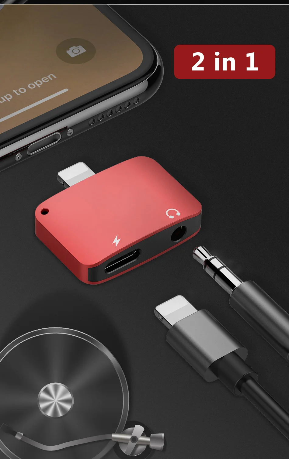 Адаптер для зарядки наушников ACCEZZ для iPhone Lighting 7 8 XR XS MAX 3,5 мм разъем для наушников AUX зарядное устройство прослушивание Конвертер Разъем
