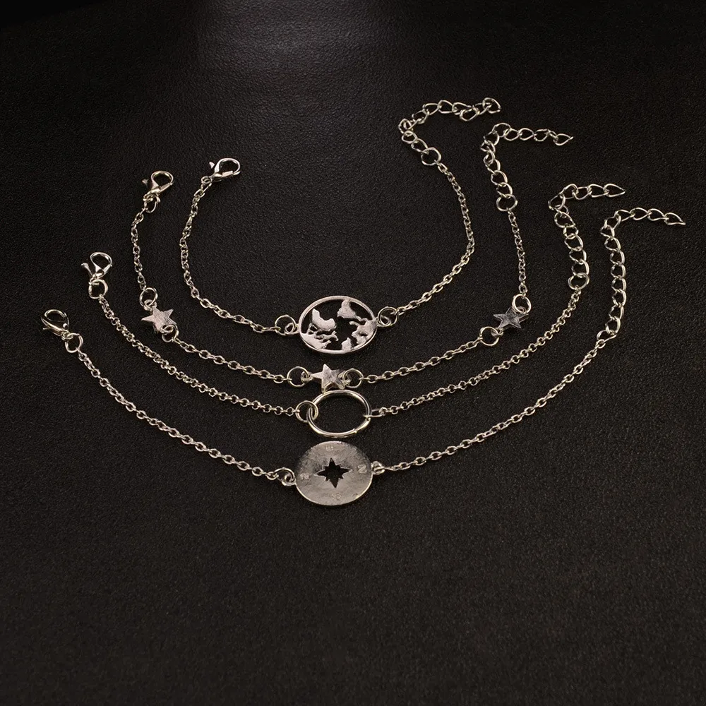 MLING 4 шт./компл. женский браслет со звездой и картой мира | Украшения аксессуары