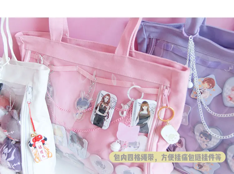 Transparent shoulder bag ita Bag Canvas Handbag Japanese for Dango Badge Show Only no decorates +Track | Тематическая одежда и