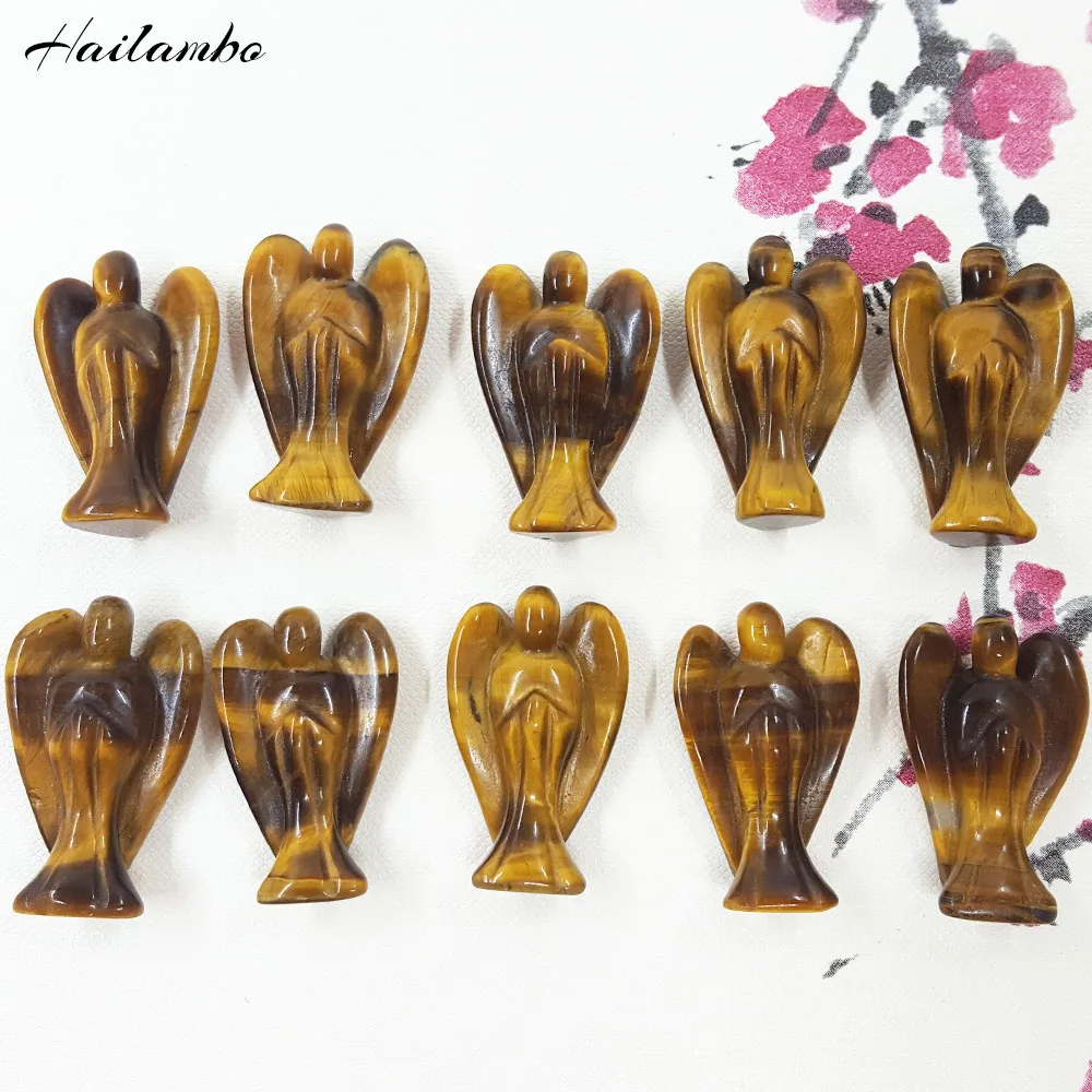 Новое поступление # Hailambo натуральный тигровый глаз Каменная Статуя Ангела резная