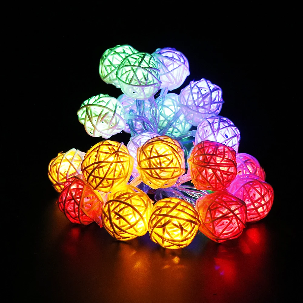 RGB теплый белый светодиодный светильник 2 м 20 светодиодов Питание от батареи АА