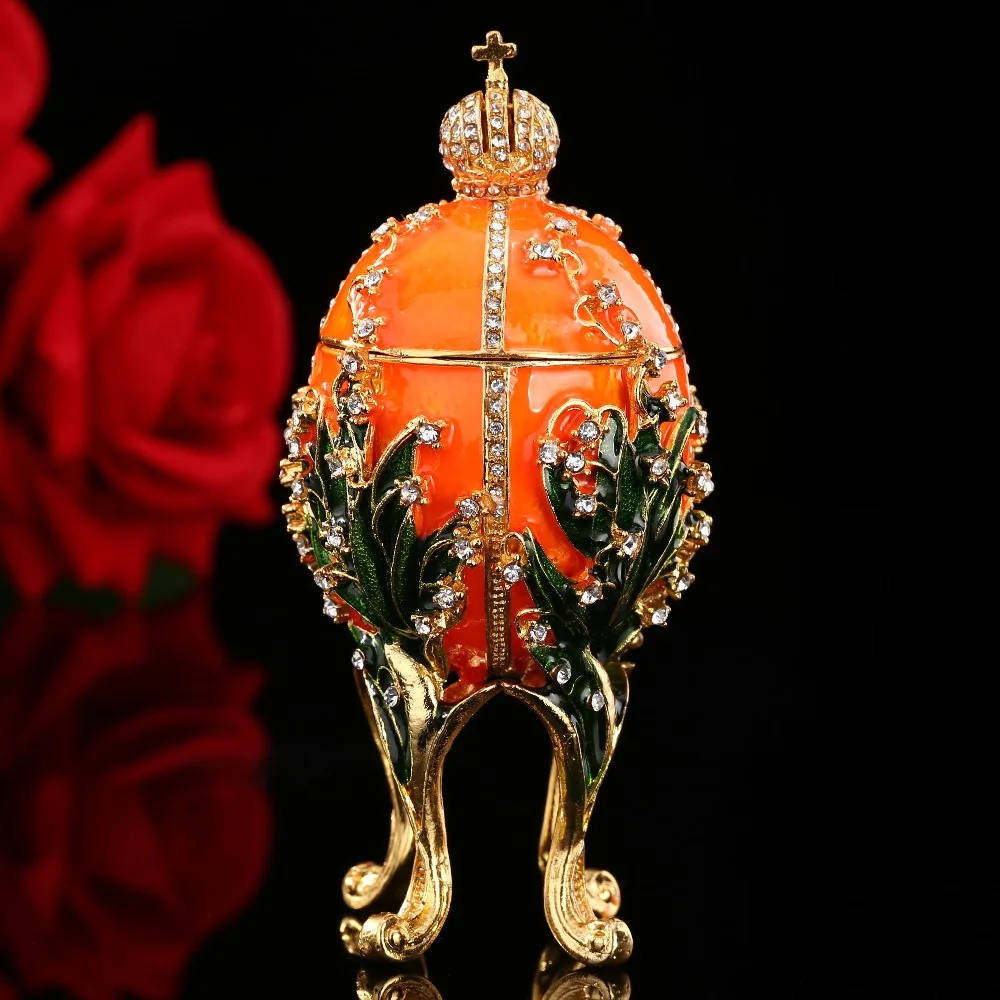 QIFU Новое поступление ремесленные металлические красивые Faberge яйцо для безделушки коробка