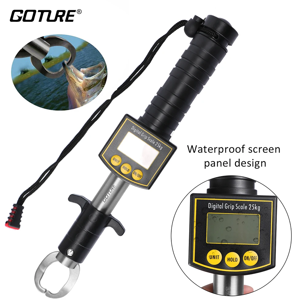 

Goture Portable Fish Lip Gripper Grabber Digital Fishing Grip Pliers Stainless Steel Clip Fish Holder with Scale Ruler Max 25kg